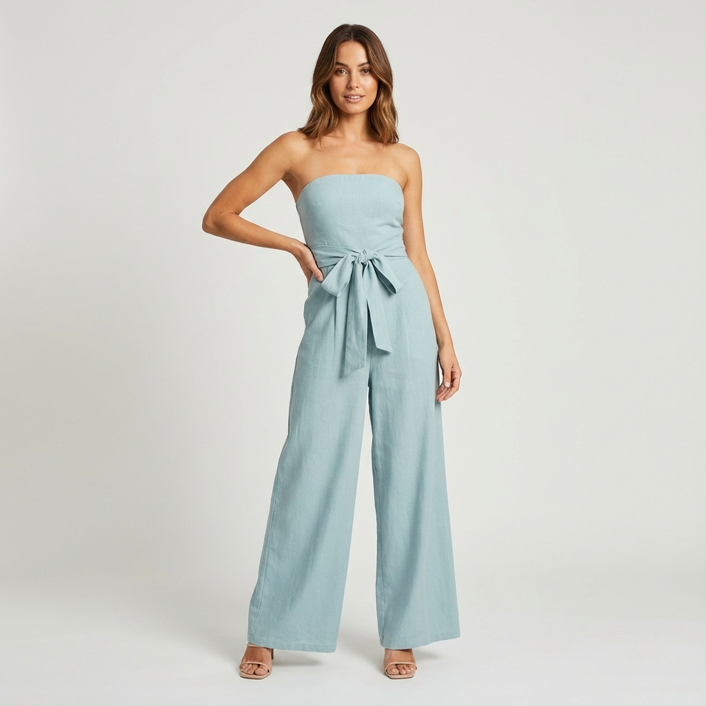 ArlenaWomen’sStraplessJumpsuit|WideLeg,TieWaist